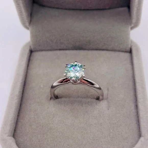 1ct Lab Created Blue Diamon Ring - Picture 7 of 9